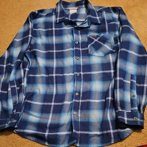 Mens Columbia Blue Plaid Button-Up Shirt